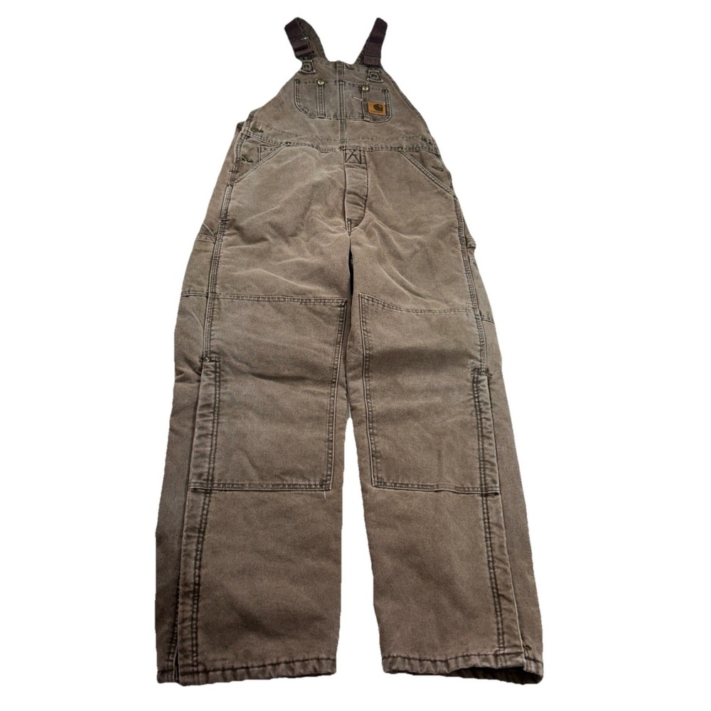 VTG Carhartt Bib Overalls Mens 32x32 Chestnut Quilt Lined Duck R27CHT